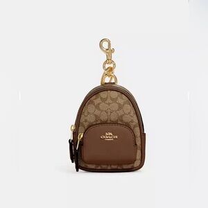 Coach Mini Court Backpack Bag Charm In Signature Canvas